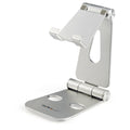 Star Tech Phone and Tablet Stand - Foldable Universal Mobile Device Holder for Smartphones & Tablets - Adjustable Multi-Angle Ergonomic Cell Phone Stand for Desk - Portable - Silver